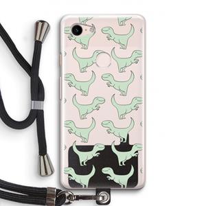 CaseCompany Dinos: Pixel 3 Transparant Hoesje met koord