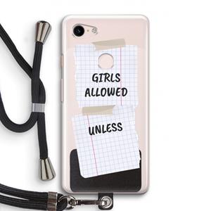 CaseCompany No Girls Allowed Unless: Pixel 3 Transparant Hoesje met koord