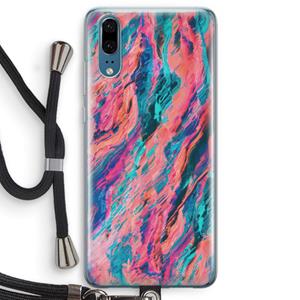 CaseCompany Electric Times: Huawei P20 Transparant Hoesje met koord