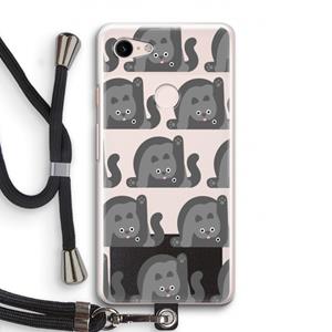 CaseCompany Cats: Pixel 3 Transparant Hoesje met koord