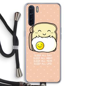 CaseCompany Sleep All Day: Oppo A91 Transparant Hoesje met koord