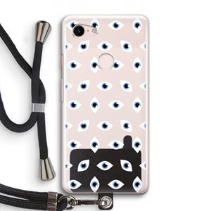 CaseCompany Eyes pattern: Pixel 3 Transparant Hoesje met koord
