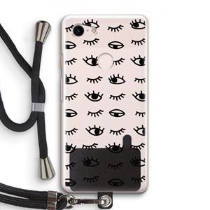 CaseCompany Eye pattern #2: Pixel 3 Transparant Hoesje met koord