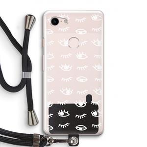 CaseCompany Eye pattern #3: Pixel 3 Transparant Hoesje met koord