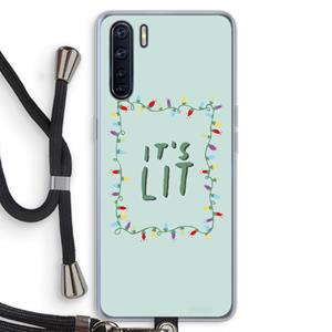 CaseCompany It's Lit: Oppo A91 Transparant Hoesje met koord