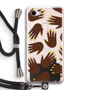 CaseCompany Hands dark: Pixel 3 Transparant Hoesje met koord