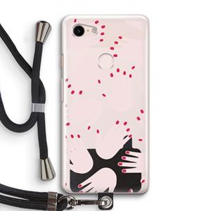 CaseCompany Hands pink: Pixel 3 Transparant Hoesje met koord