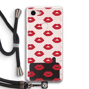 CaseCompany Lips: Pixel 3 Transparant Hoesje met koord