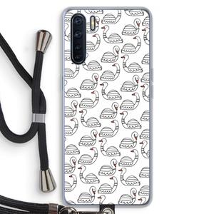 CaseCompany Zwanen: Oppo A91 Transparant Hoesje met koord