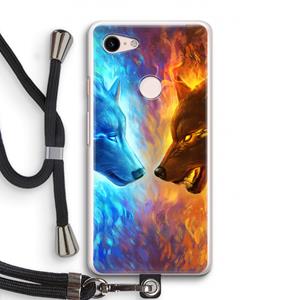 CaseCompany Fire & Ice: Pixel 3 Transparant Hoesje met koord