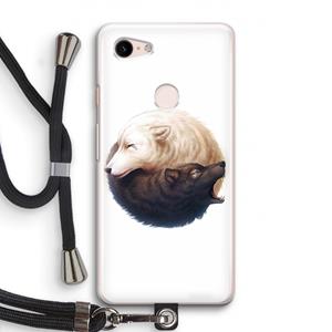 CaseCompany Yin Yang Wolves: Pixel 3 Transparant Hoesje met koord