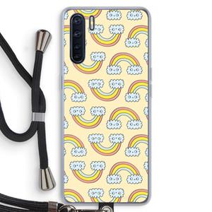 CaseCompany Regenboog: Oppo A91 Transparant Hoesje met koord