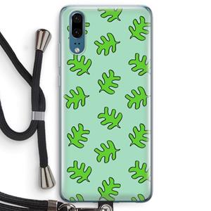 CaseCompany Groene blaadjes: Huawei P20 Transparant Hoesje met koord