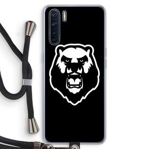 CaseCompany Angry Bear (black): Oppo A91 Transparant Hoesje met koord