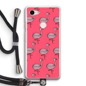 CaseCompany Flamingo: Pixel 3 Transparant Hoesje met koord