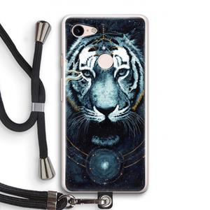 CaseCompany Darkness Tiger: Pixel 3 Transparant Hoesje met koord