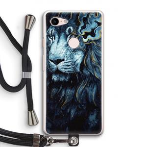 CaseCompany Darkness Lion: Pixel 3 Transparant Hoesje met koord