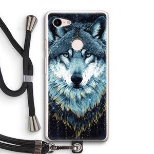 CaseCompany Darkness Wolf: Pixel 3 Transparant Hoesje met koord