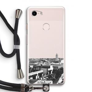 CaseCompany Marrakech Skyline : Pixel 3 Transparant Hoesje met koord