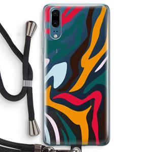 CaseCompany Colored Zebra: Huawei P20 Transparant Hoesje met koord