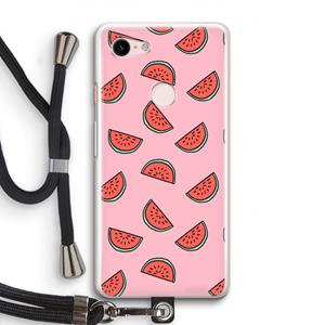 CaseCompany Watermeloen: Pixel 3 Transparant Hoesje met koord