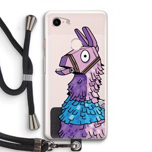 CaseCompany Lama: Pixel 3 Transparant Hoesje met koord
