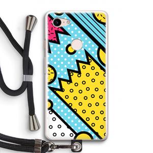 CaseCompany Pop Art #1: Pixel 3 Transparant Hoesje met koord