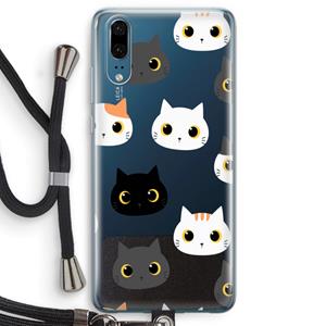 CaseCompany Katten: Huawei P20 Transparant Hoesje met koord
