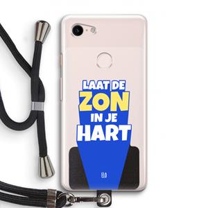 CaseCompany Laat de zon in je hart: Pixel 3 Transparant Hoesje met koord