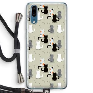 CaseCompany Katten: Huawei P20 Transparant Hoesje met koord