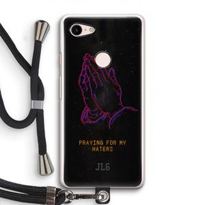 CaseCompany Praying For My Haters: Pixel 3 Transparant Hoesje met koord