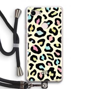 CaseCompany Leopard pattern: Pixel 3 Transparant Hoesje met koord