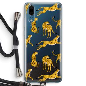 CaseCompany Luipaard: Huawei P20 Transparant Hoesje met koord