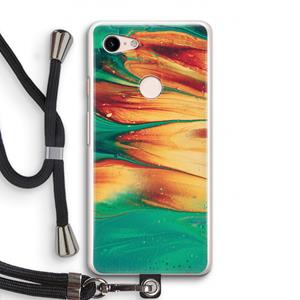 CaseCompany Green Inferno: Pixel 3 Transparant Hoesje met koord