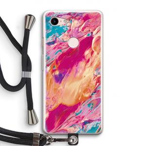 CaseCompany Pastel Echoes: Pixel 3 Transparant Hoesje met koord