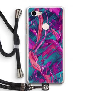 CaseCompany Pink Clouds: Pixel 3 Transparant Hoesje met koord