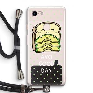 CaseCompany Avo Good Day: Pixel 3 Transparant Hoesje met koord