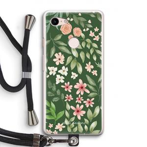 CaseCompany Botanical green sweet flower heaven: Pixel 3 Transparant Hoesje met koord