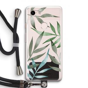 CaseCompany Tropical watercolor leaves: Pixel 3 Transparant Hoesje met koord