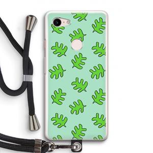 CaseCompany Groene blaadjes: Pixel 3 Transparant Hoesje met koord