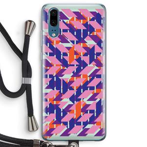 CaseCompany Skew Blush 3: Huawei P20 Transparant Hoesje met koord