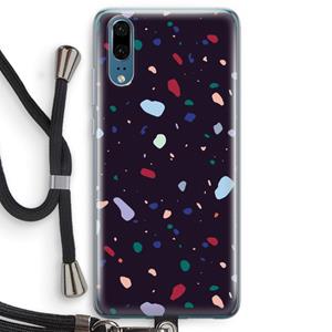 CaseCompany Dark Rounded Terrazzo: Huawei P20 Transparant Hoesje met koord