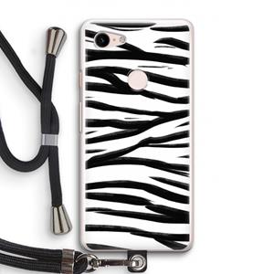 CaseCompany Zebra pattern: Pixel 3 Transparant Hoesje met koord