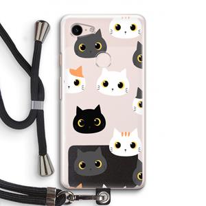 CaseCompany Katten: Pixel 3 Transparant Hoesje met koord
