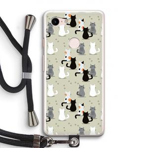 CaseCompany Katten: Pixel 3 Transparant Hoesje met koord
