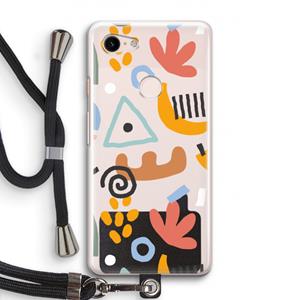 CaseCompany Abstract: Pixel 3 Transparant Hoesje met koord