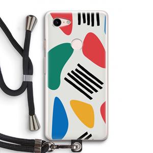 CaseCompany Illustratieve pop 1: Pixel 3 Transparant Hoesje met koord