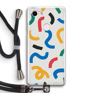 CaseCompany Illustratieve pop 2: Pixel 3 Transparant Hoesje met koord