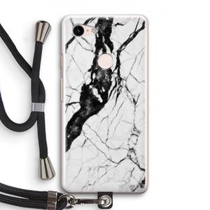 CaseCompany Witte marmer 2: Pixel 3 Transparant Hoesje met koord