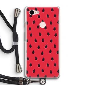 CaseCompany Watermelon: Pixel 3 Transparant Hoesje met koord